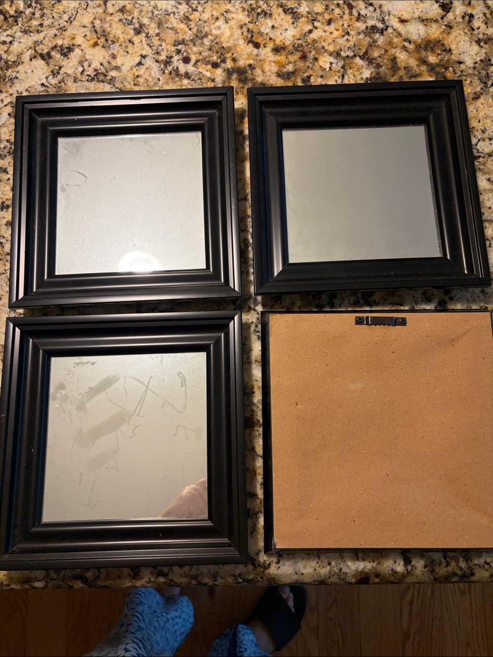 Black Square Framed Wall Mirrors - Set of 4